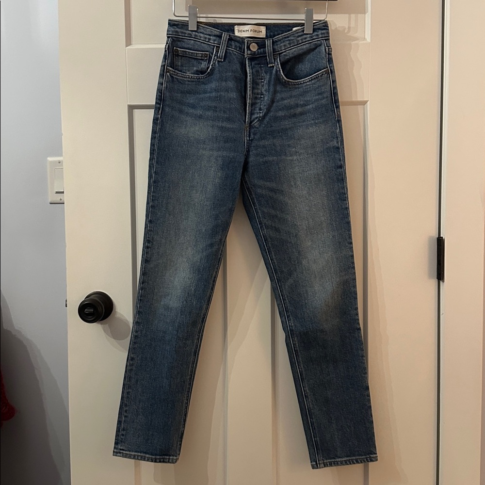 Denim Forum The Yoko High-Rise Slim Straight Jeans — Light Wash Blue